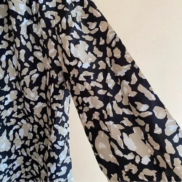 Vintage 90s Jessica Blouse Abstract Print Black White Long Sleeve Retro Chic Top - Picture 6 of 13